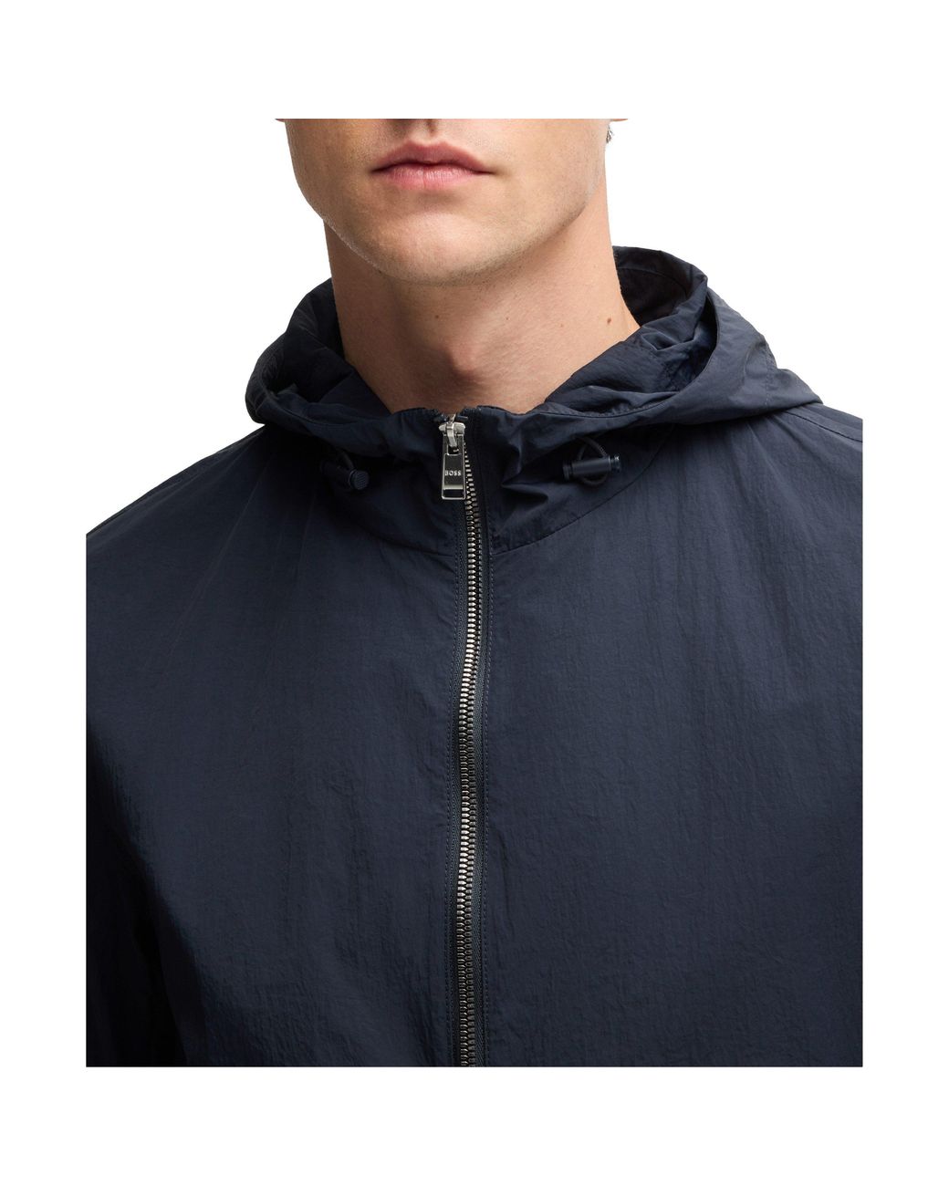 Boss Blue Tailored Formal Hooded Coat (C Cinder) for men