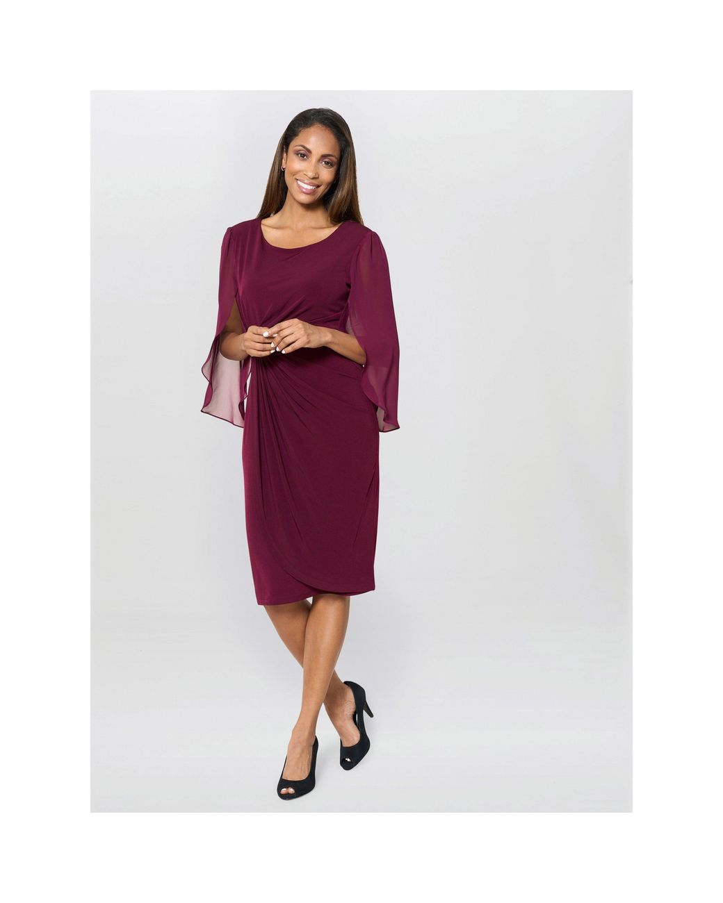 Gina Bacconi Red Ryder Jersey And Chiffon Wrap Dress