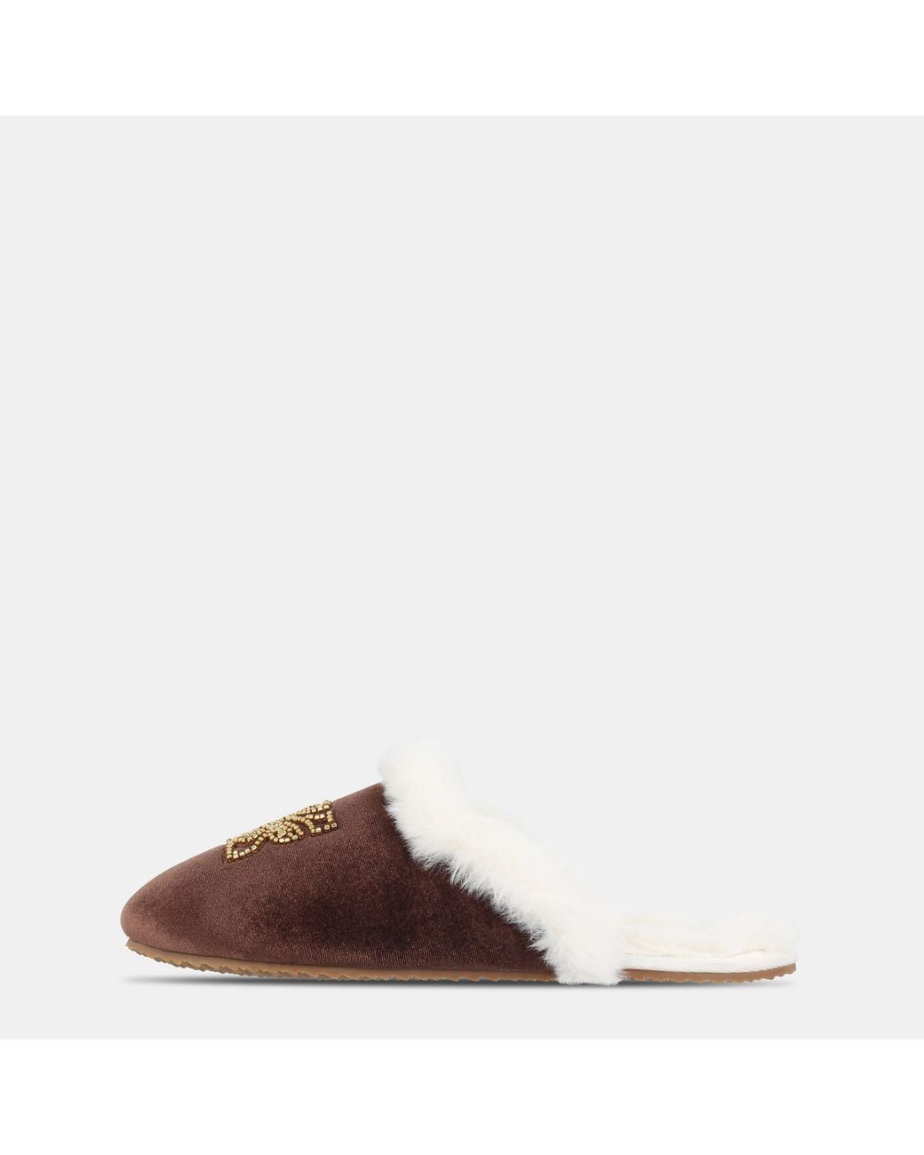 Biba Brown Embroidered Mule Slippers