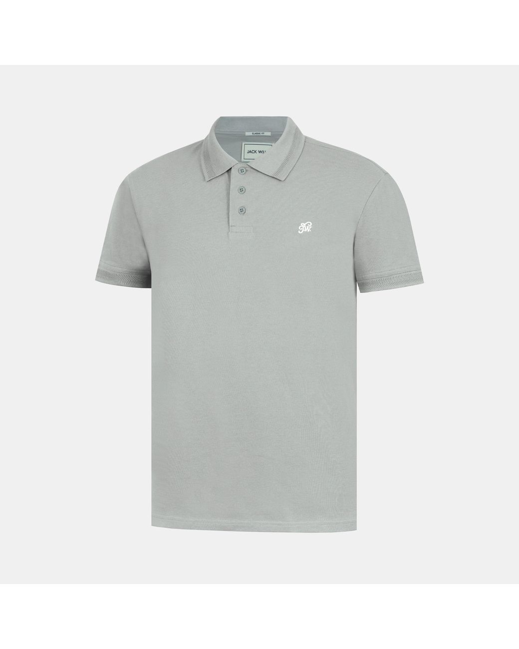Jack Wills Gray Fine Pique Cotton Short Sleeve Polo Shirt for men