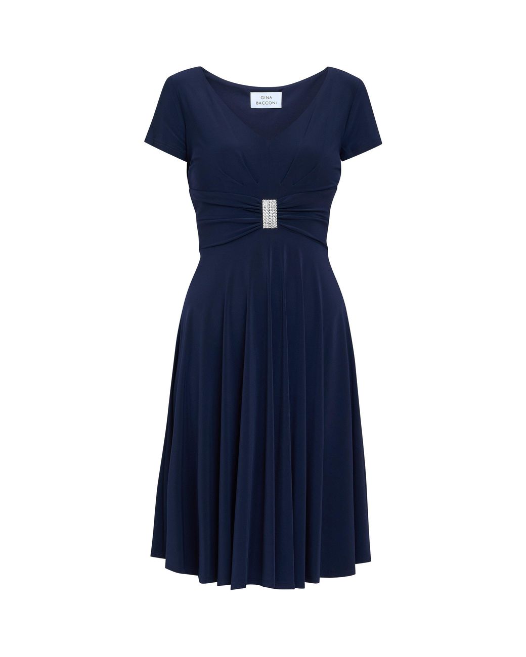 Gina Bacconi Blue Elsa Jersey Cocktail Dress
