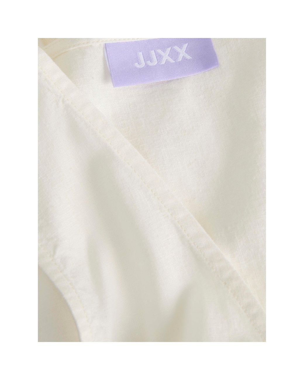 JJXX White Linen Blend Short Sleeve Tie Blouse