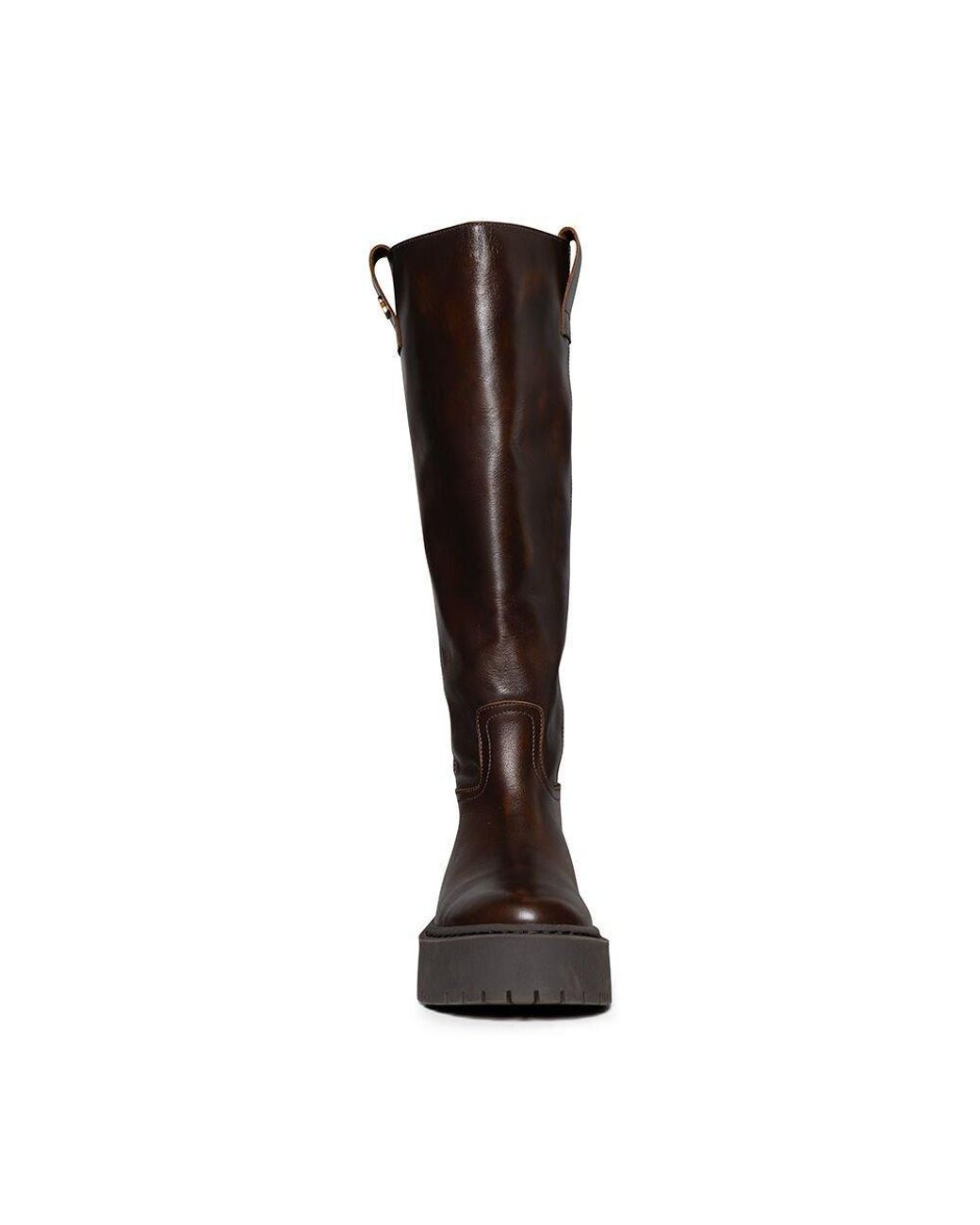 Steve Madden Brown Sonar Leather Block-Heel Knee High Boots