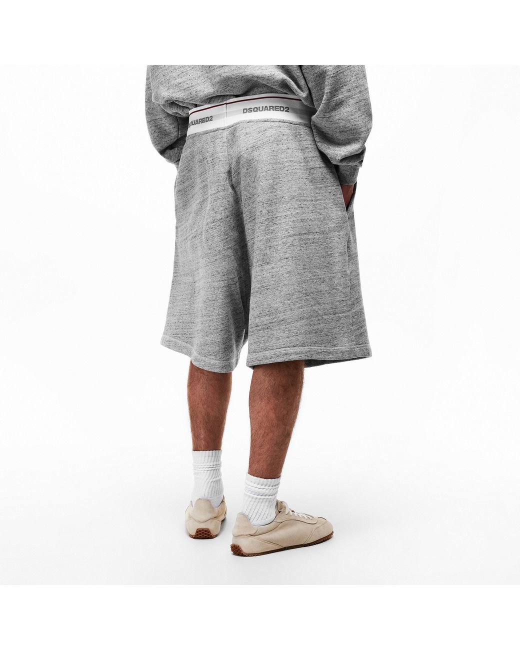 DSquared² Gray Fleece Jogger Shorts for men