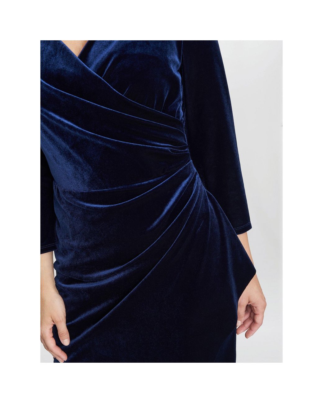 Gina Bacconi Blue Zoe Velvet Wrap Dress