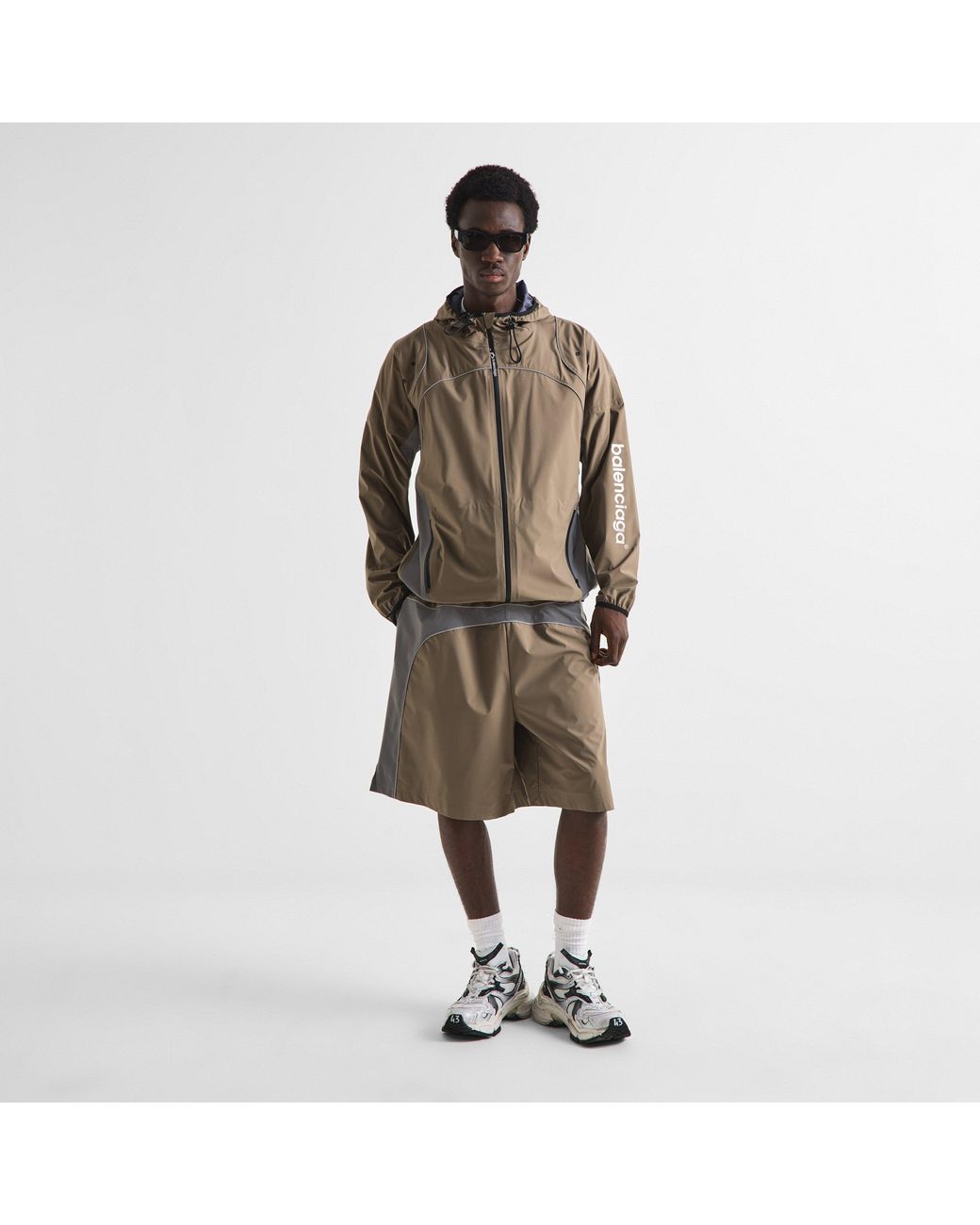 Balenciaga Green Hooded Tracksuit Top for men