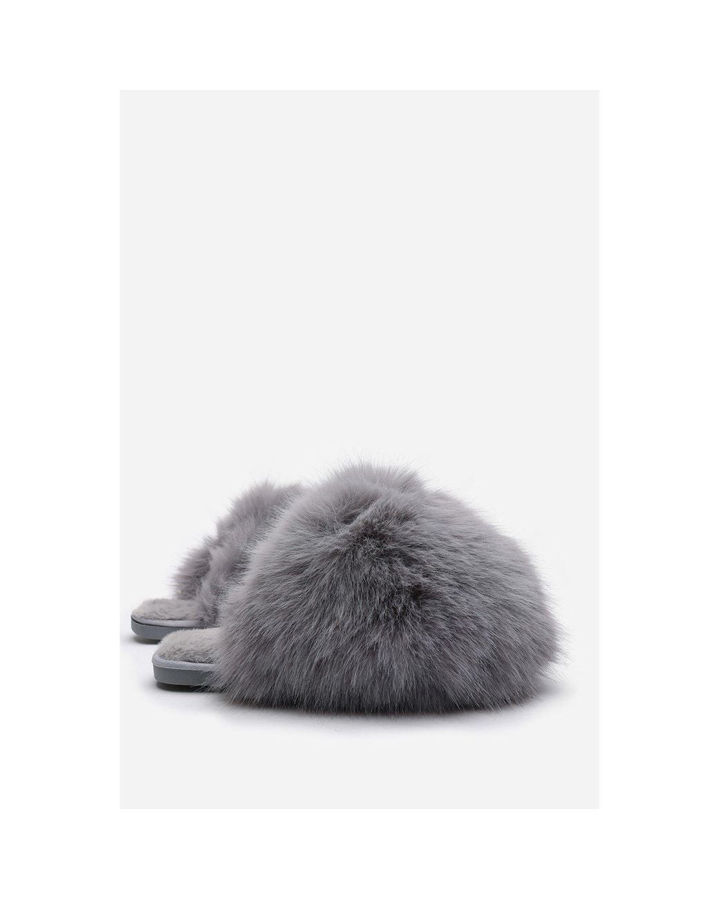 Where's That From Gray Where's Ultimate Fluffy Faux Fur Mule Slippers