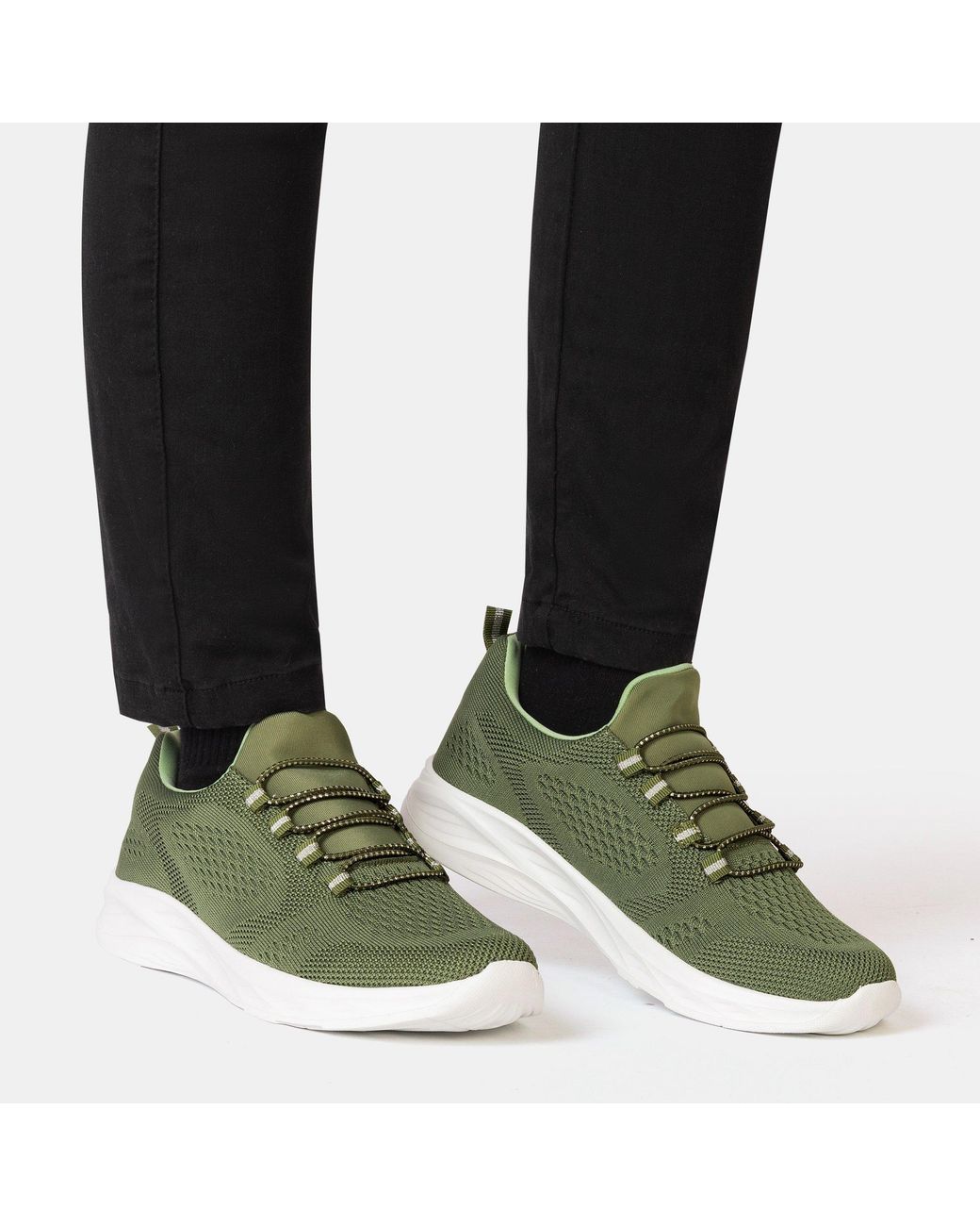 Donnay Green Knit Runner Slip On Trainers