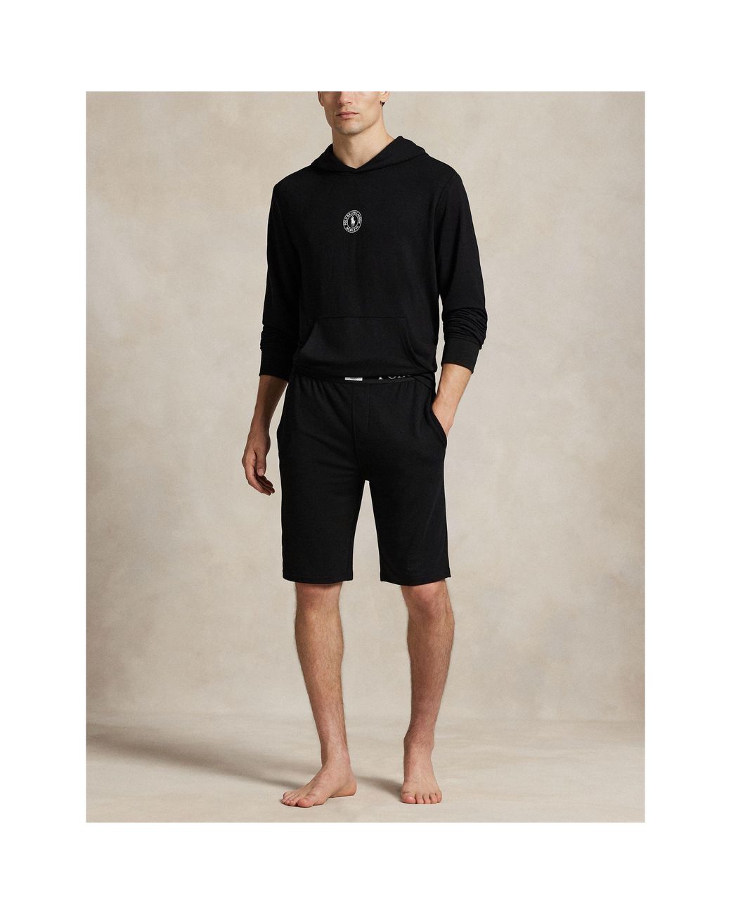 Polo Ralph Lauren Black Puck Logo Pull Over Hoodie for men