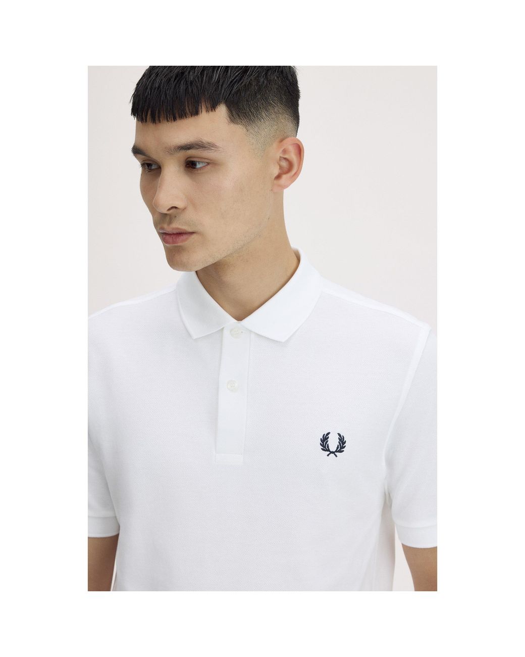 Fred Perry White Plain Polo Shirt for men