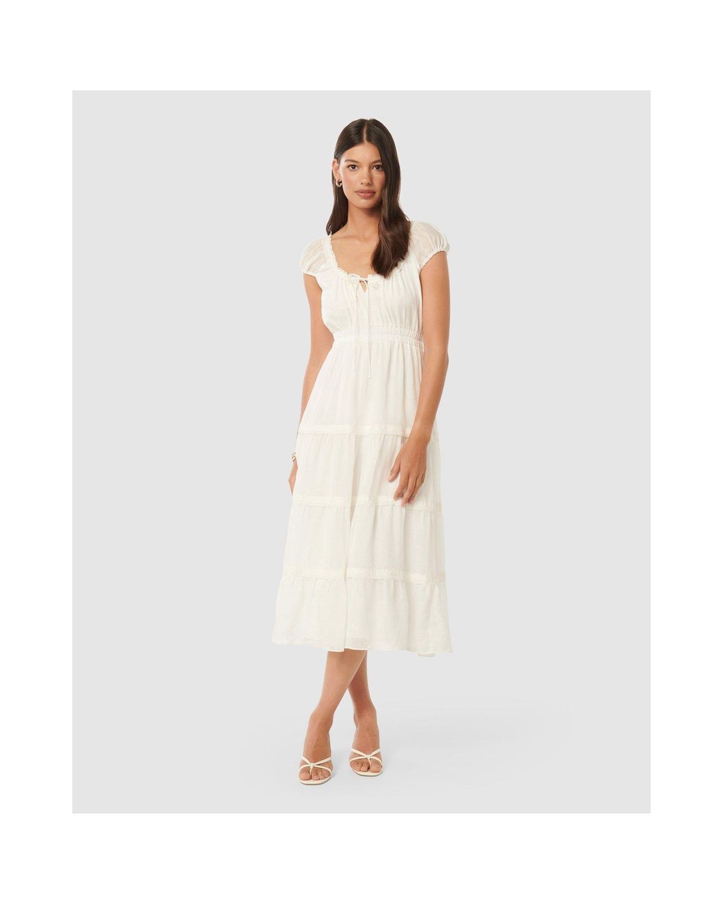 Forever New White Tuscany Trim Detail Midi Dress