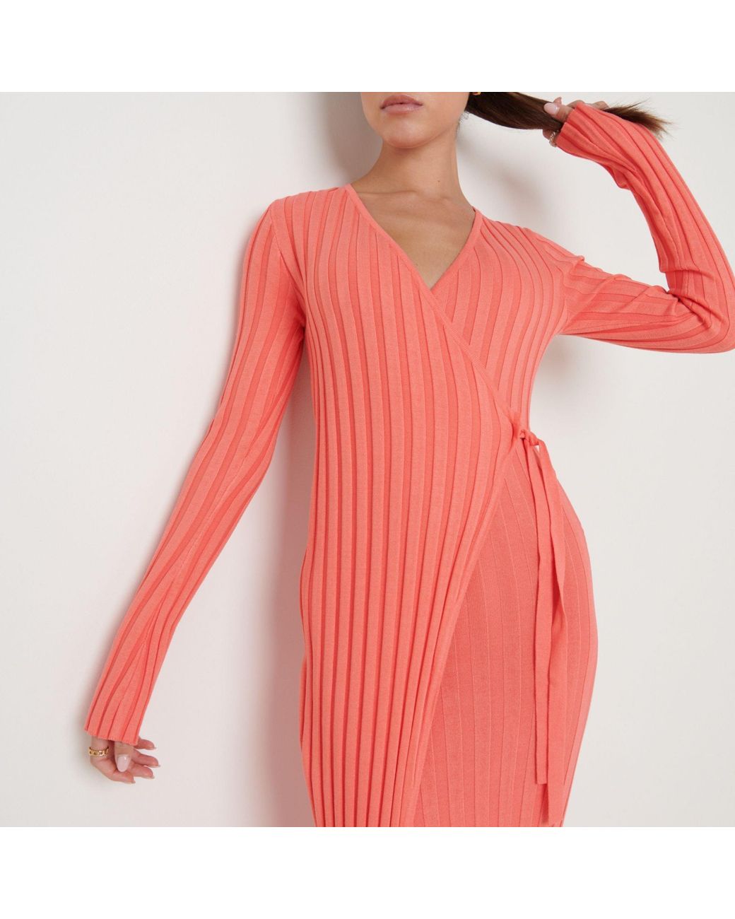 Pretty Lavish Pink Ribbed Knit Jumper Dress