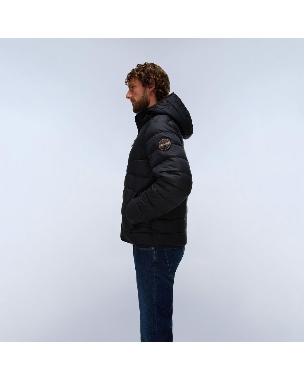 Napapijri Blue Aerons Full-Zip Hooded Short Puffer Jacket for men