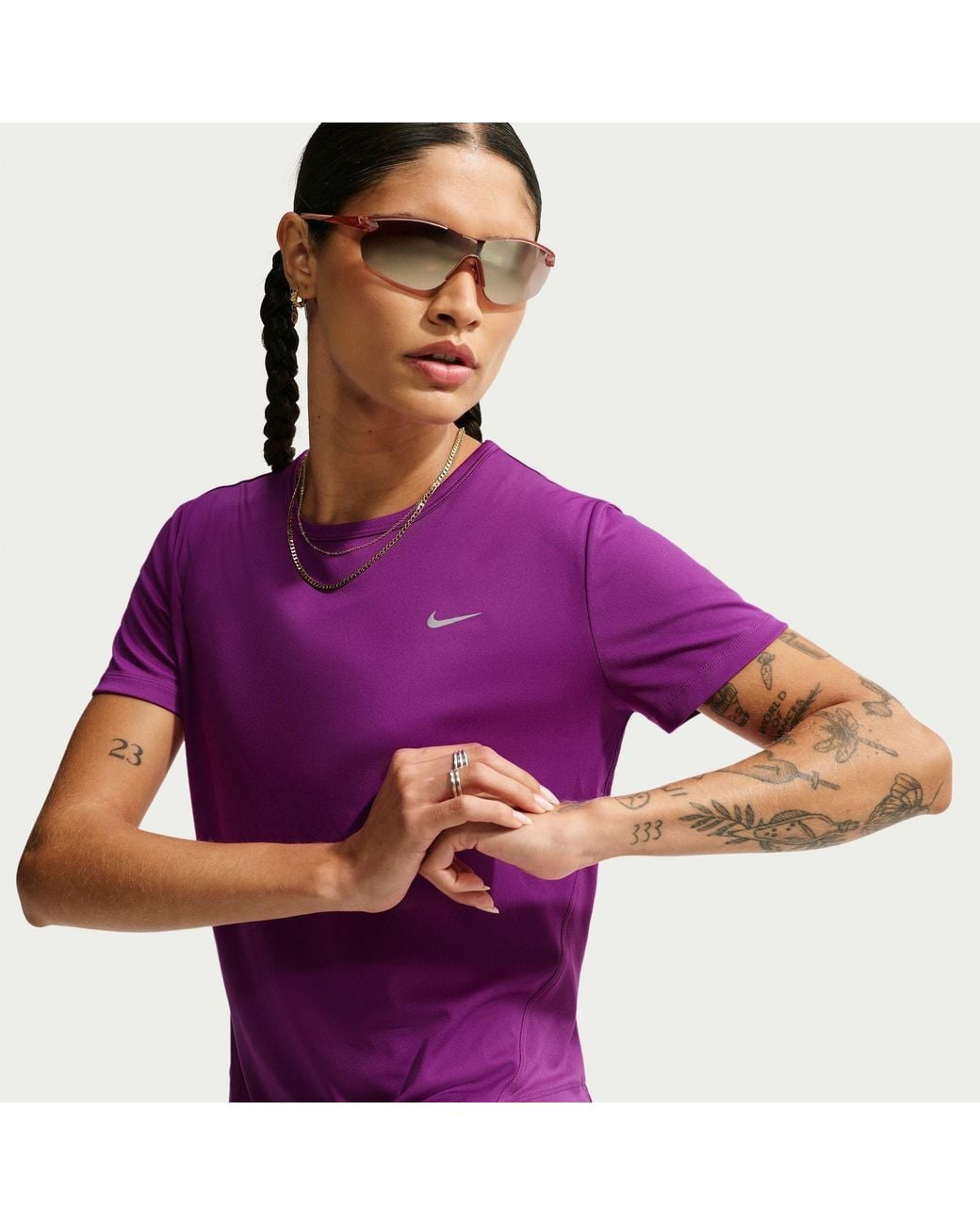 Nike Purple Tempo Dri-Fit Short-Sleeve Running Top