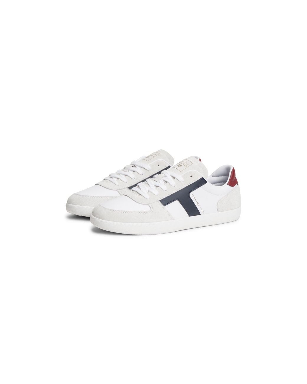 Tommy Hilfiger White Th Tribeca Leather Mixed Texture Trainers for men