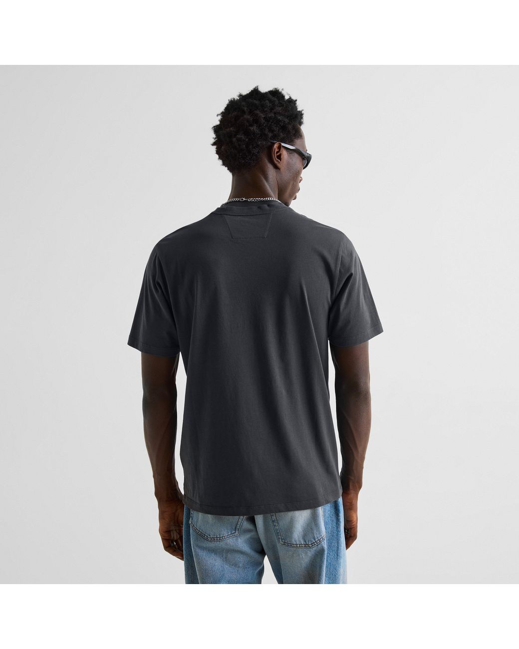 C P Company Black Block Logo Regular Fit T-Shirt for men