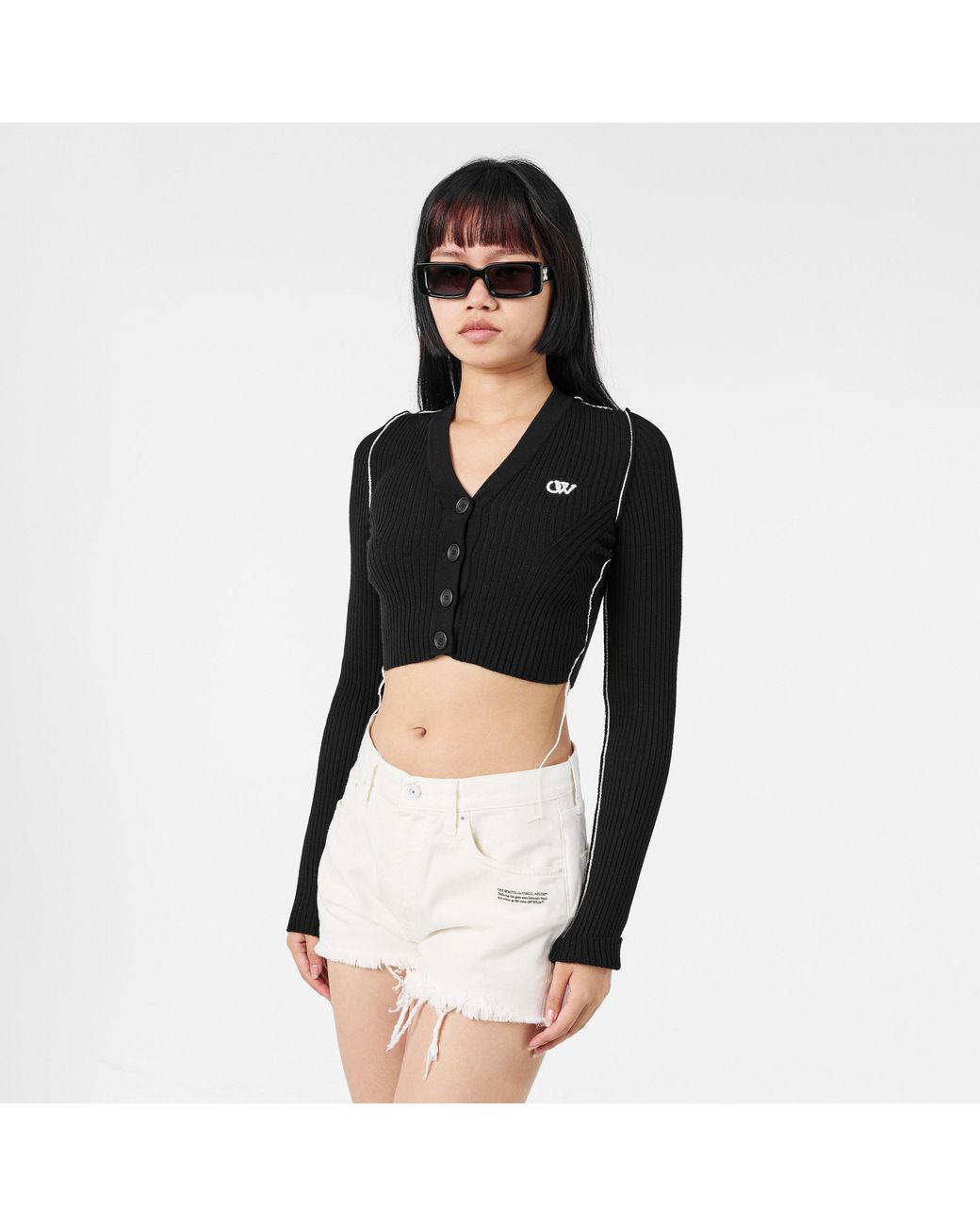Off-White c/o Virgil Abloh Black Diagonal Stripe Knitted Top