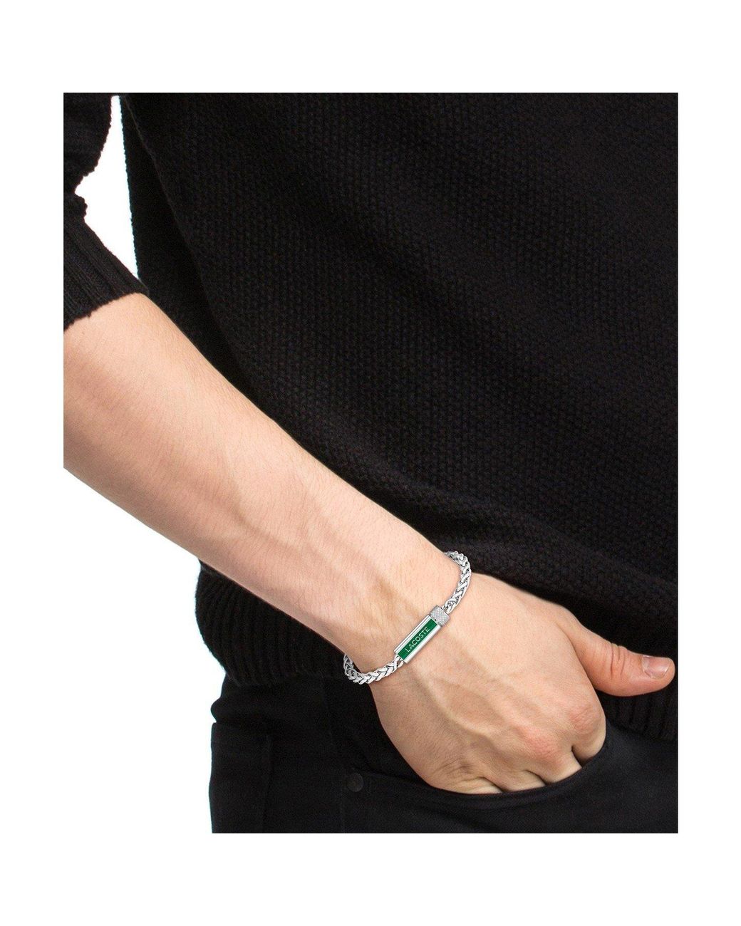 Lacoste White Spelt Stainless Steel Bracelet for men