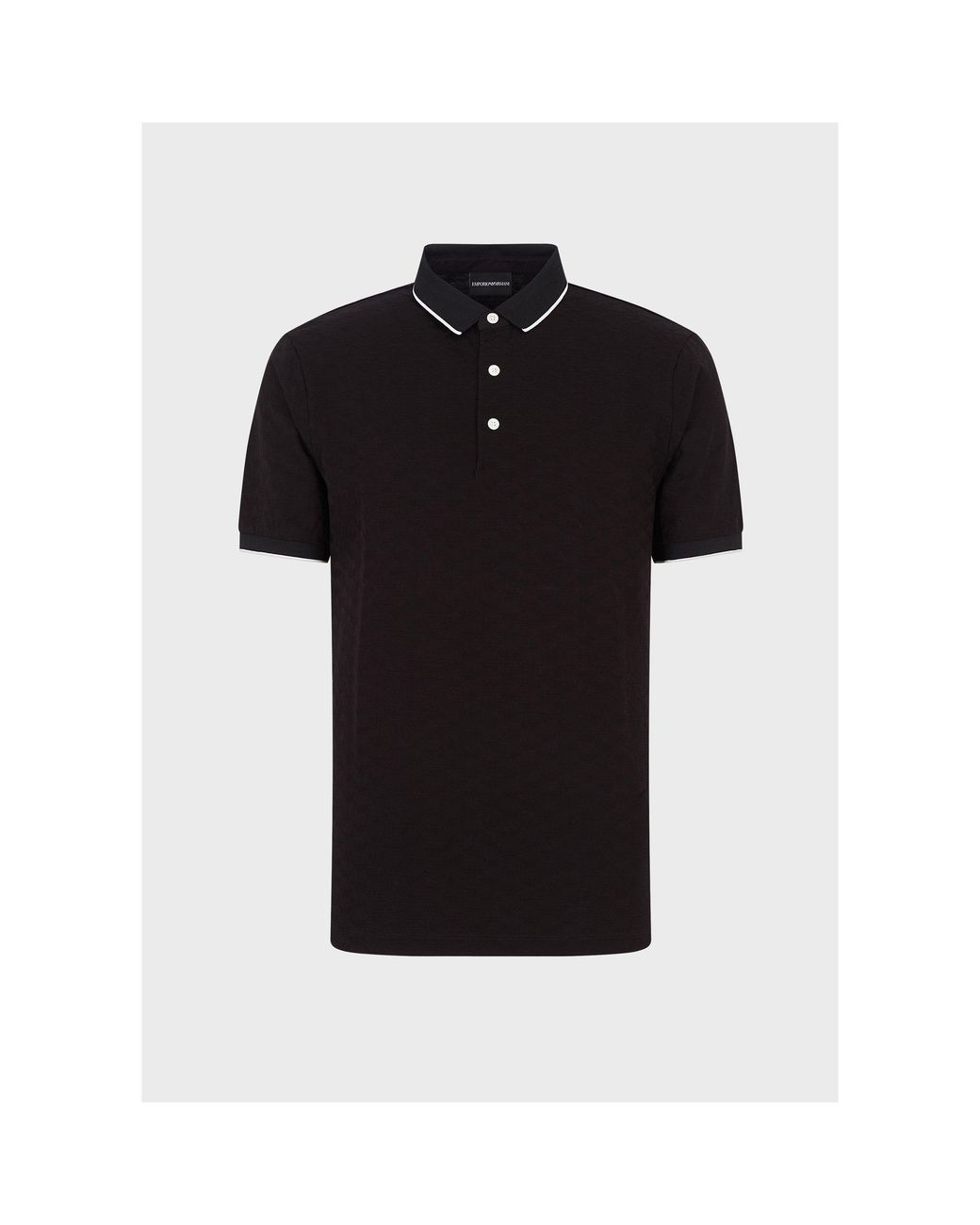 Emporio Armani Black All-Over Eagle Short Sleeve Polo Shirt for men