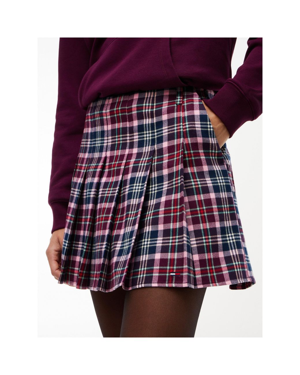 Tommy Hilfiger Red Tartan Pleated Mini Skirt