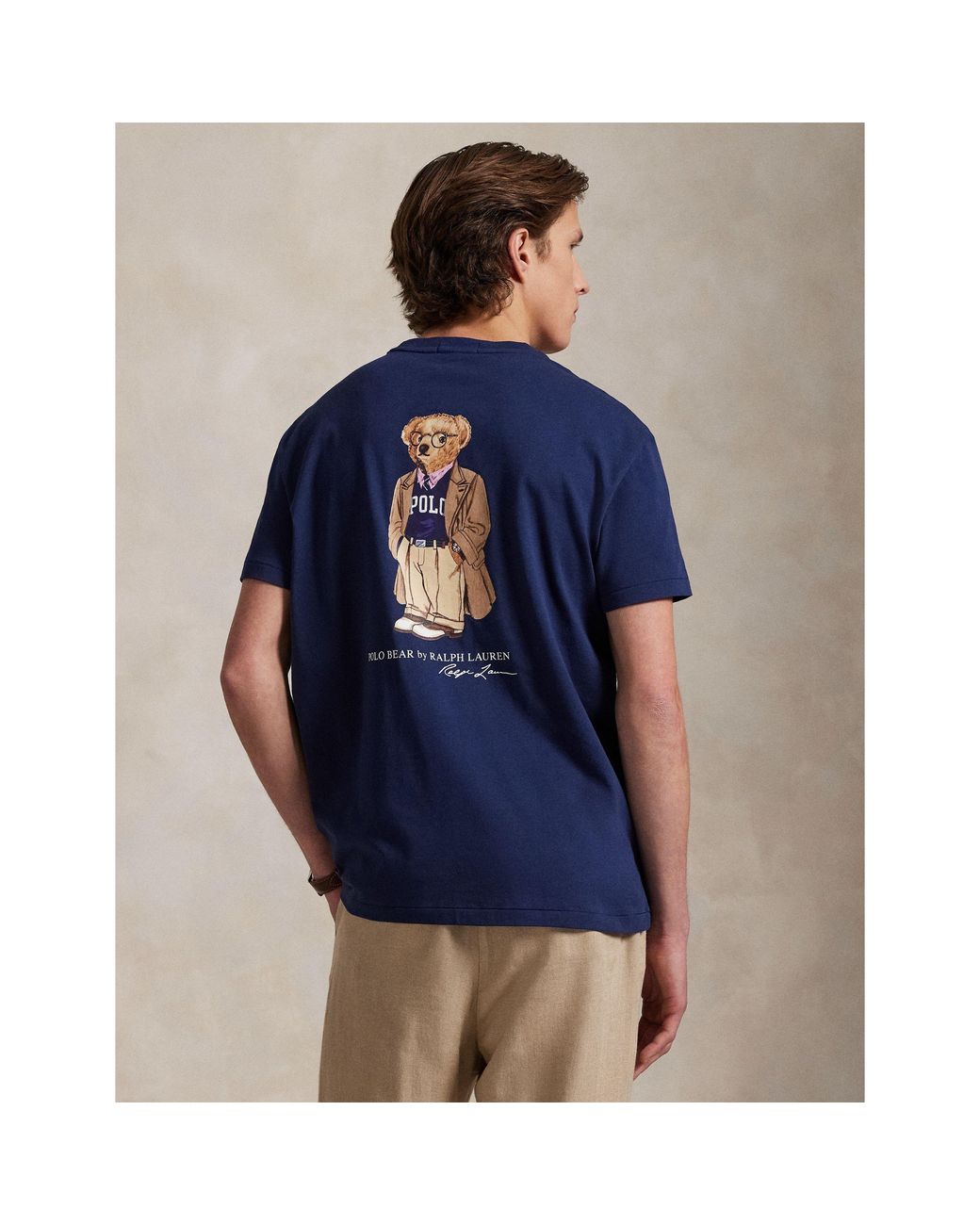 Polo Ralph Lauren Blue Bear Print Crew Neck T-Shirt for men