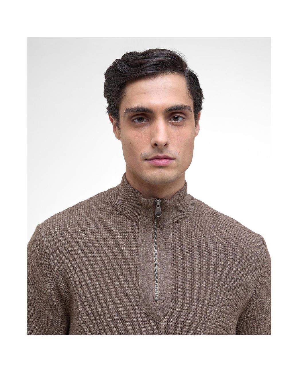 Barbour Brown Crawley Half Zip Jumper for men