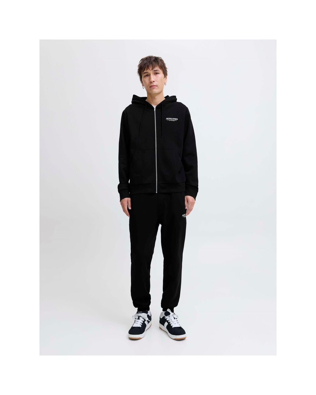 Jack & Jones Black Mason Zip Hoodie Tracksuit Co-Ord Set for men