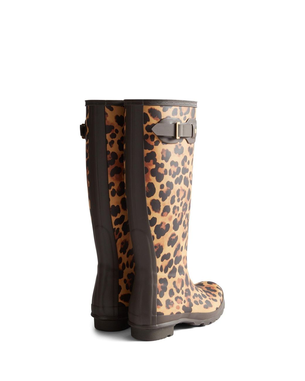 Hunter Brown Original Tall Leopard Boot