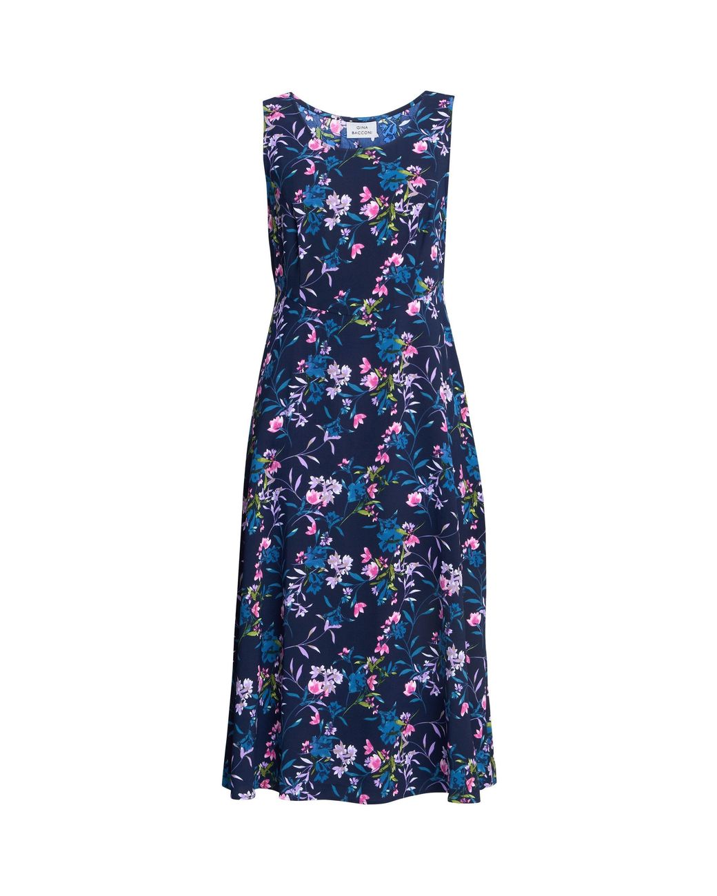 Gina Bacconi Blue Flo Floral Jersey Fit And Flare Dress