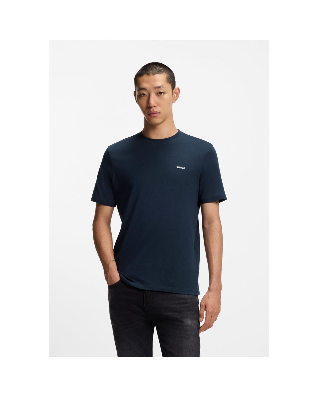 HUGO Blue Dero222 Logo Print T-Shirt for men