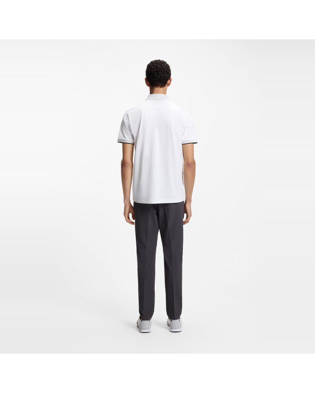 Boss White Chip Paddy Cotton Short-Sleeve Polo Shirt for men