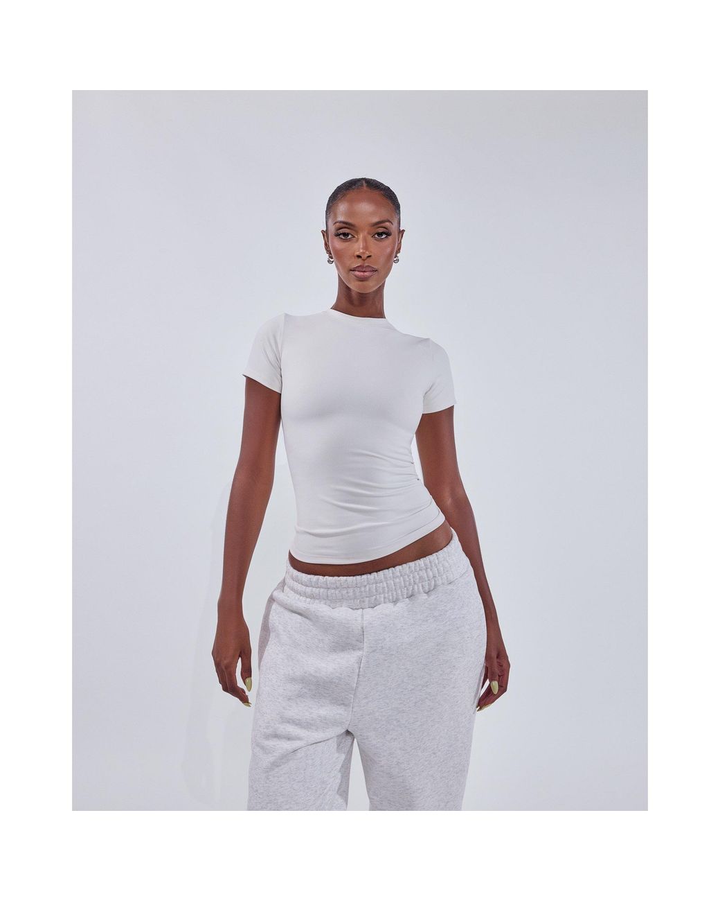 Mars the Label White Sculpt Short Sleeve Top