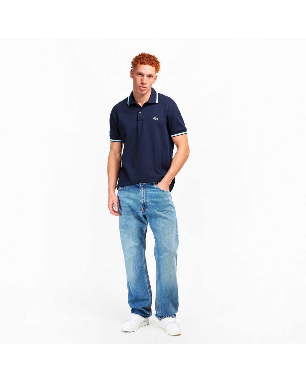 Lacoste Blue Tipped Short-Sleeve Polo Shirt for men