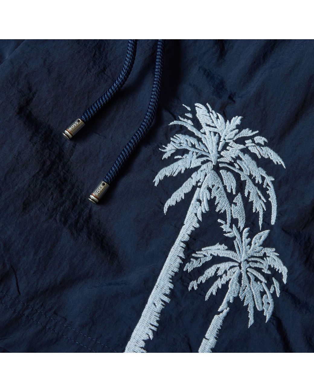 Boss Blue Palm Embroidery Swim Shorts for men
