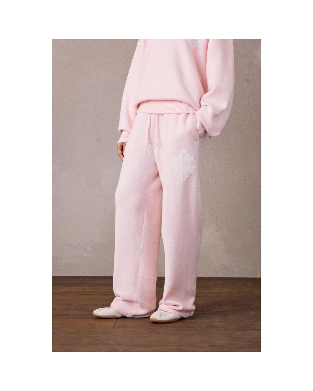The Couture Club Pink Fluffy Wool Chunky Knit Trousers
