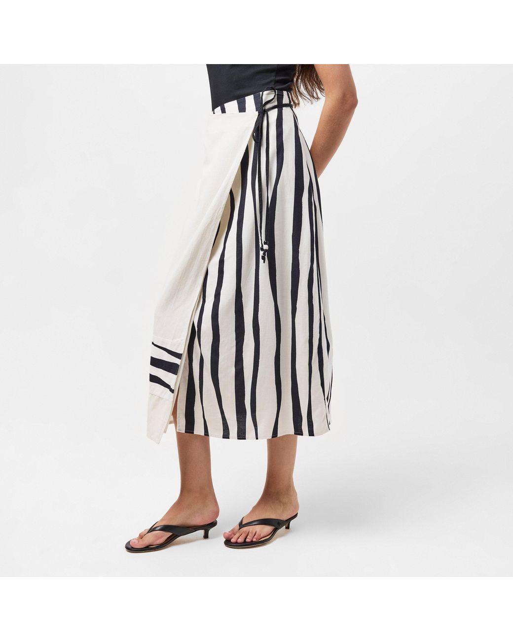 French Connection White Genevieve Adjustable Wrap Skirt