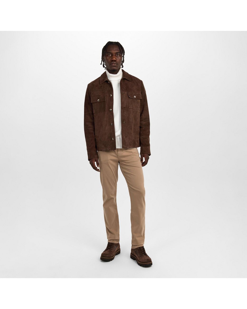 7 For All Mankind Natural Slimmy Sateen Slim Fit Trousers for men