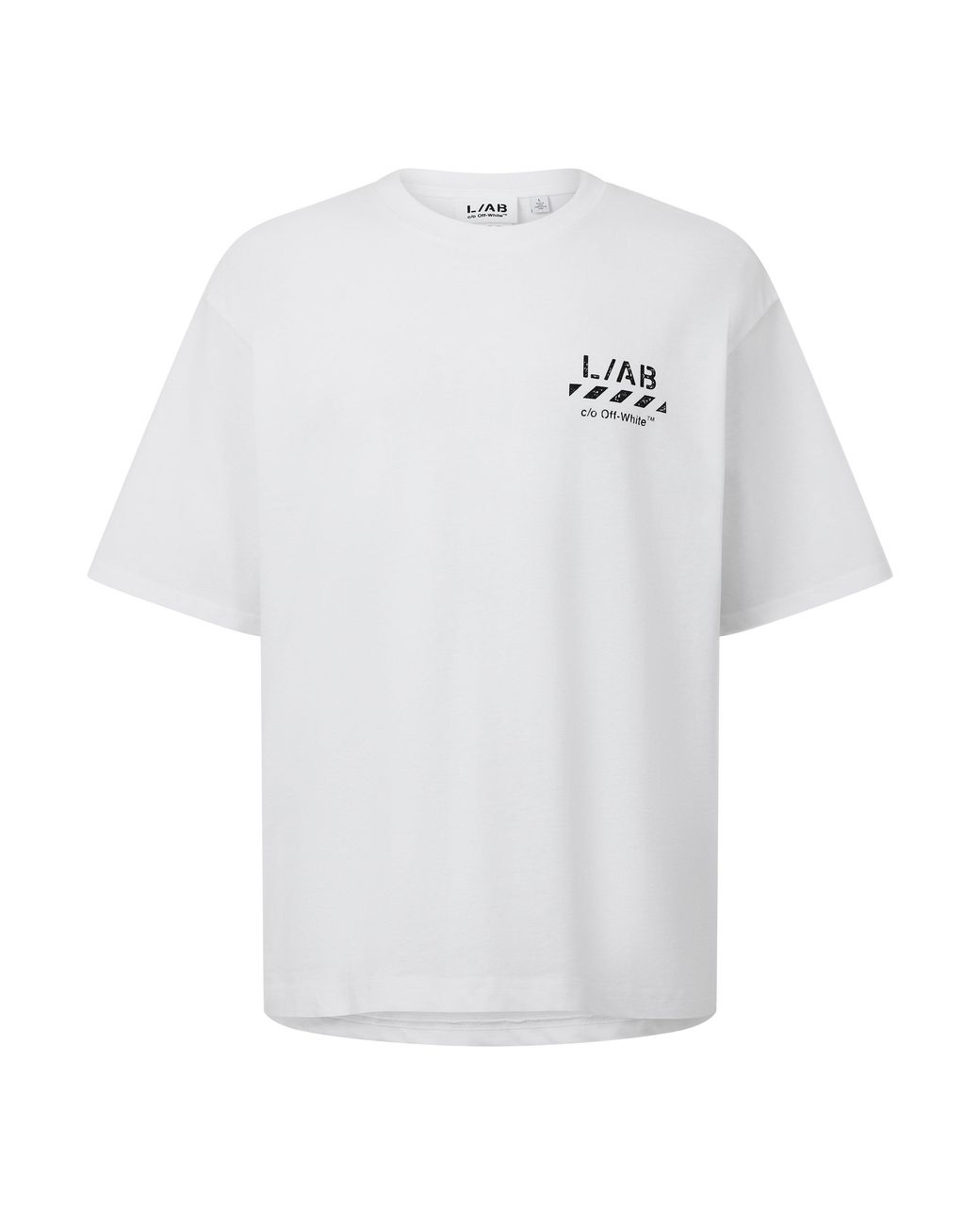 L/AB Off White White Diag Cotton Short-Sleeve Crew-Neck Oversized-Fit T-Shirt for men