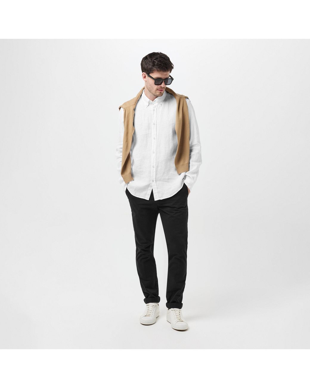 Boss White H Liam Long Sleeve Plain Shirt for men