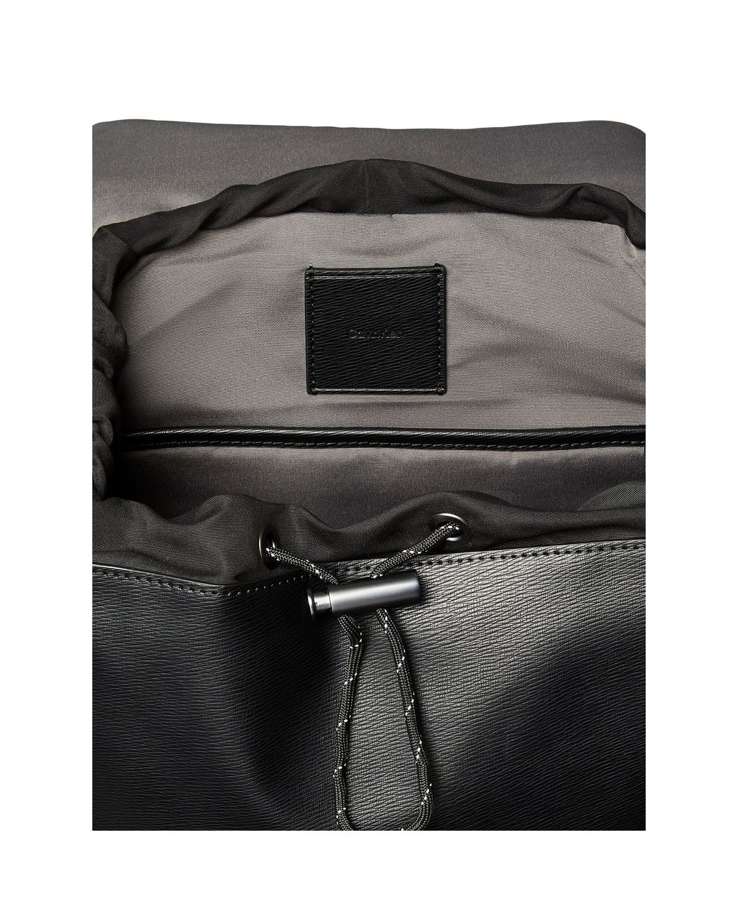 Calvin Klein Black Emblem Flap Backpack