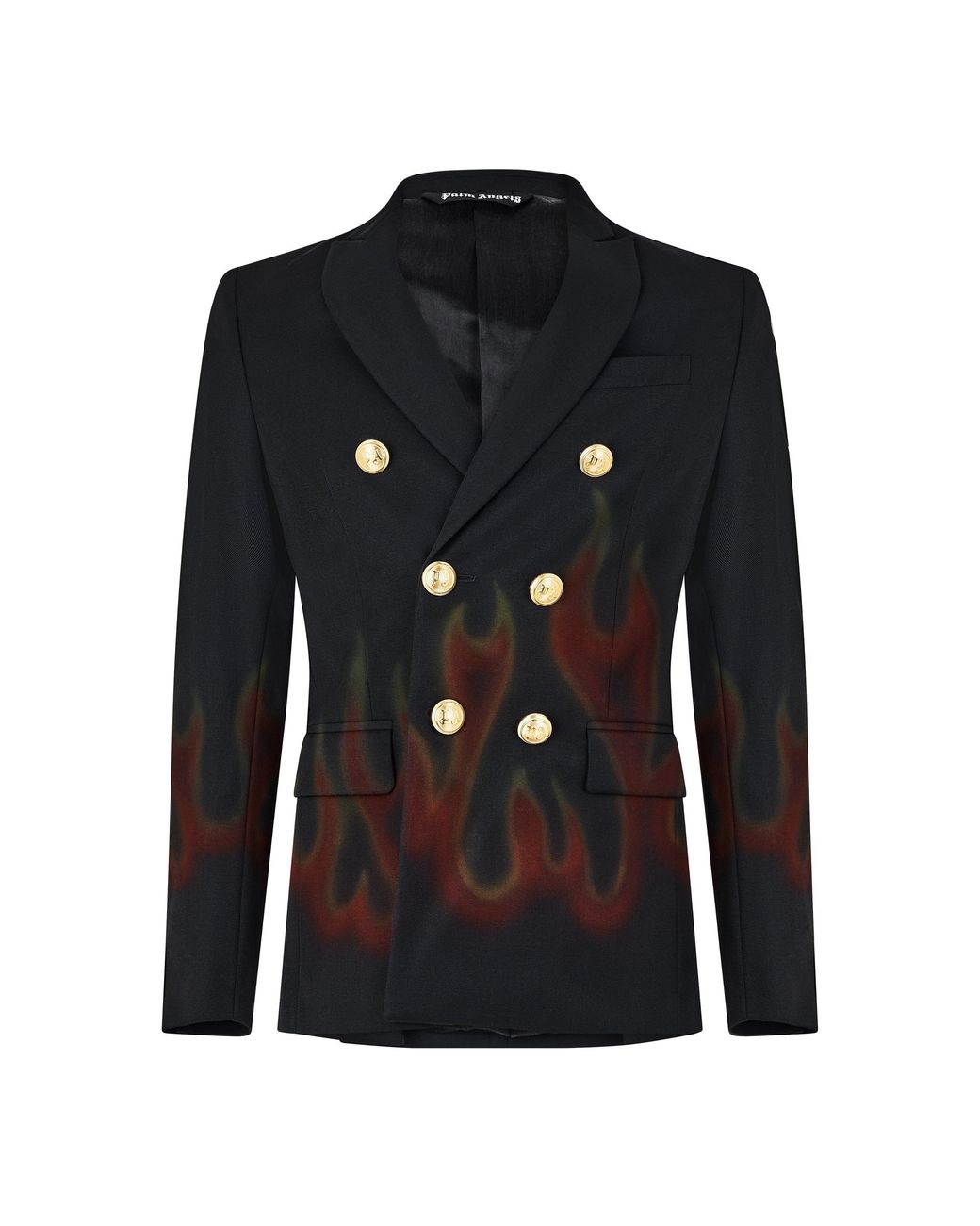 Palm Angels Black Burning Double Breasted Blazer for men