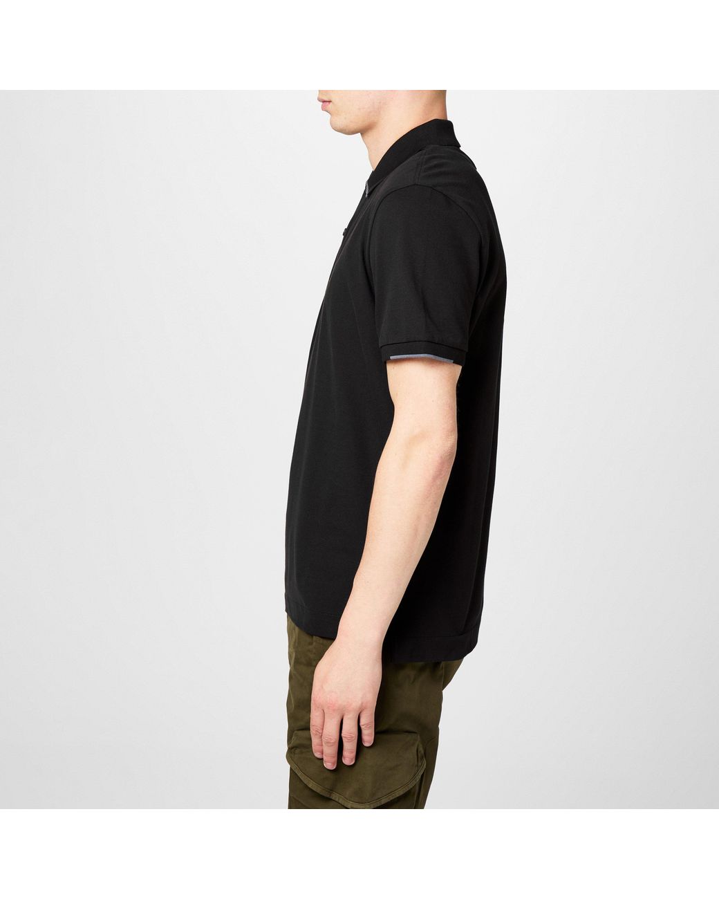 CP COMPANY METROPOLIS Black Short Sleeve Polo Shirt for men