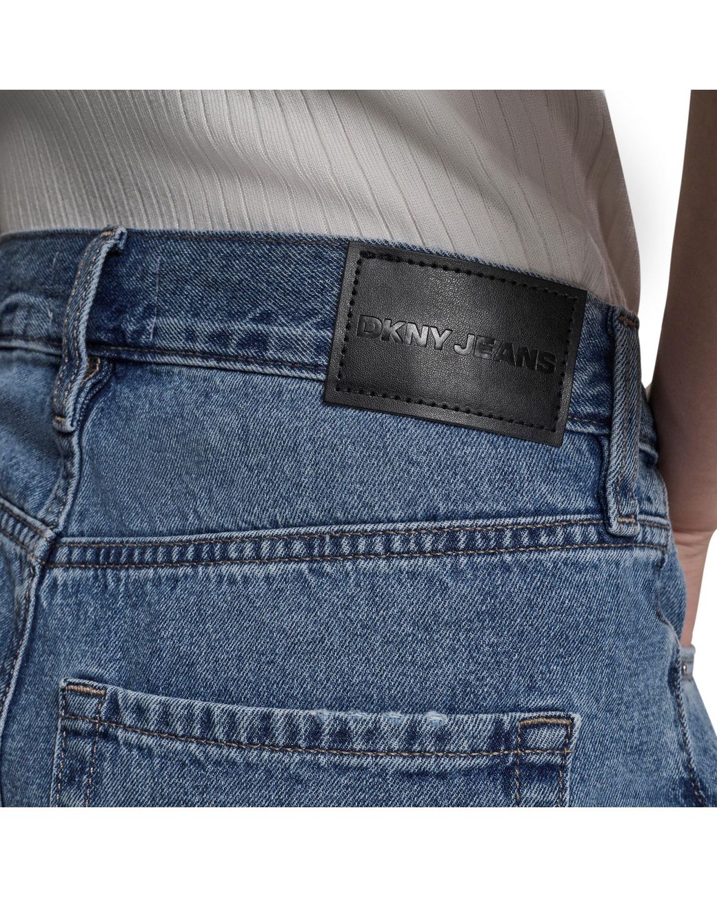DKNY Blue Jeans Mid Rise Relaxed Bermuda Denim Short