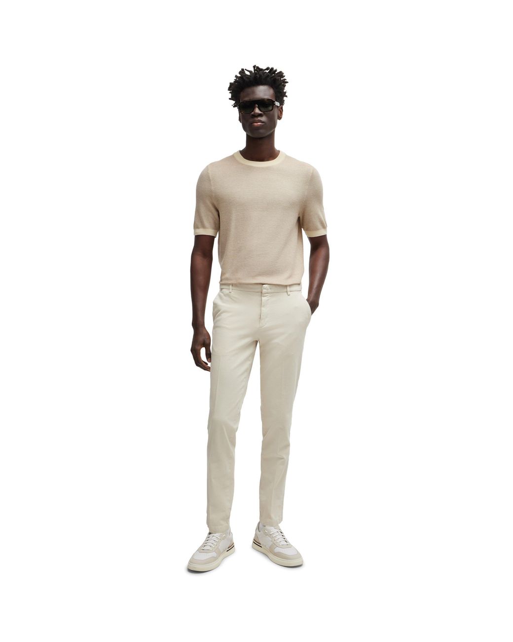 Boss Natural Kaito1 Straight Leg Trousers for men