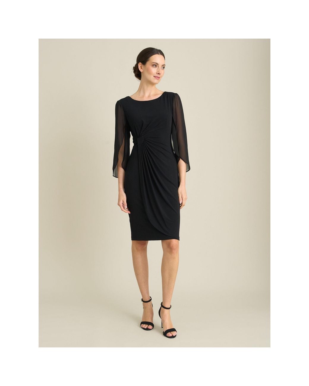 Gina Bacconi Black Ryder Jersey And Chiffon Wrap Dress