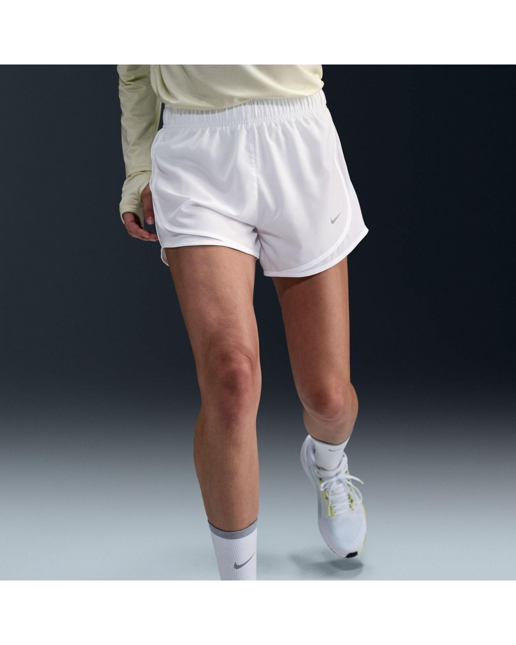 Nike Blue Tempo Dri Fit Mid Rise Brief Lined Running Shorts