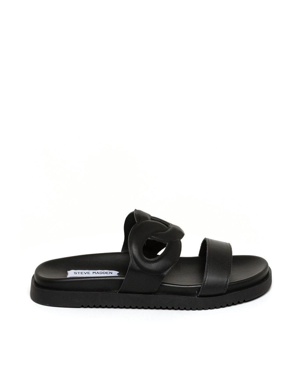 Steve Madden Black Myrtle Flat Sandals