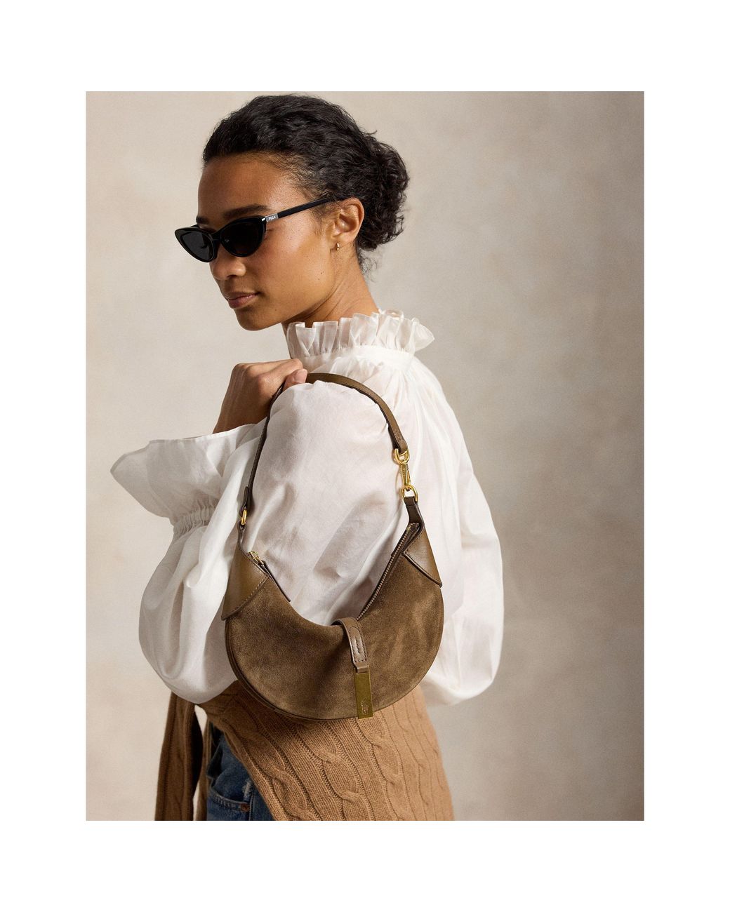 Polo Ralph Lauren Brown Calfskin Mini Shoulder Bag