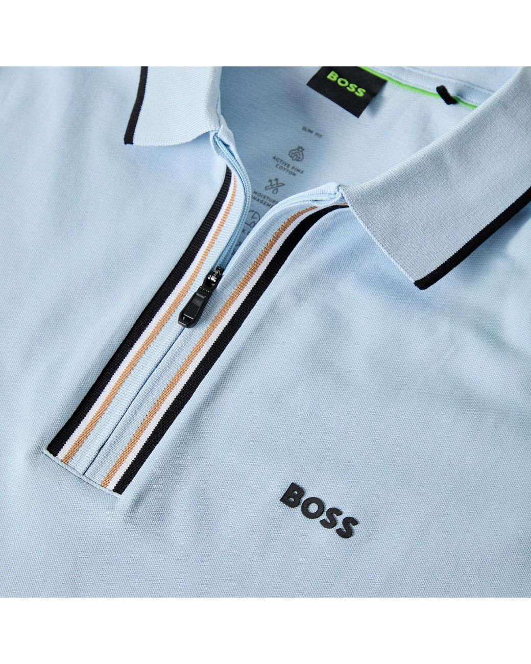Boss Blue Short Sleeve Zip Polo Shirt (Philix) for men