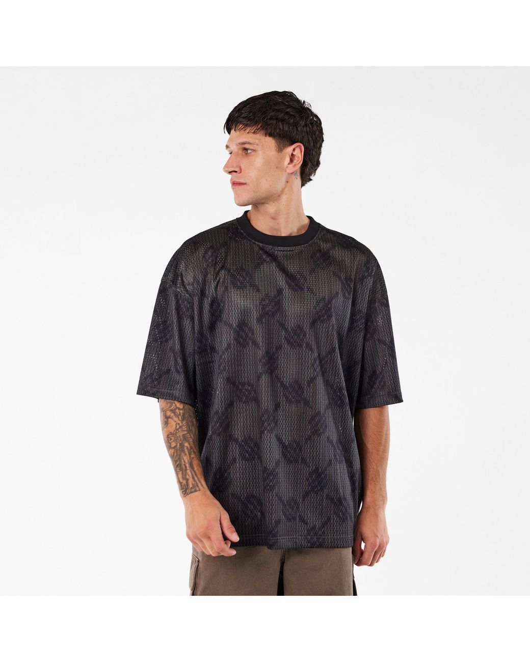 Daily Paper Black Mesh Logo T-Shirt for men